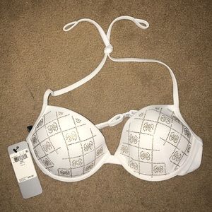 🐚NWT 32c white and gold Guess swim top🐚